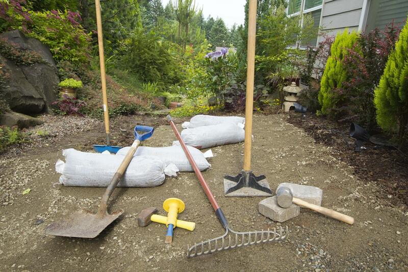 landscaping tools on the ground